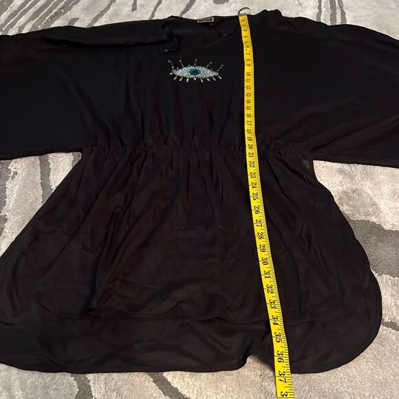 Kurt Geiger London Black evil Eye-Embellished Swim Cover-Up - Picture 8 of 12